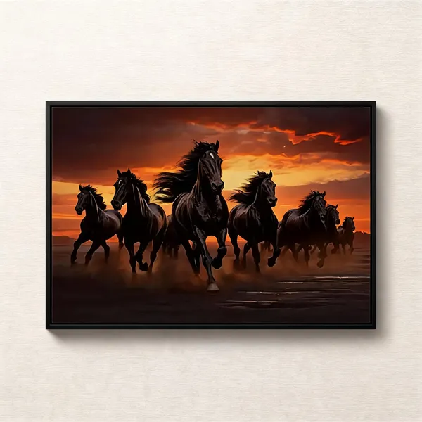 Seven_Horse_Canvas_Painting_With_Frame