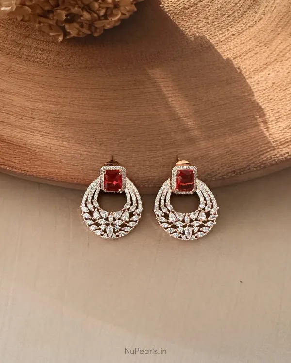 18k_Rose_Gold_Plated_Red_Ami_American_Diamond_Chandbali_Earrings