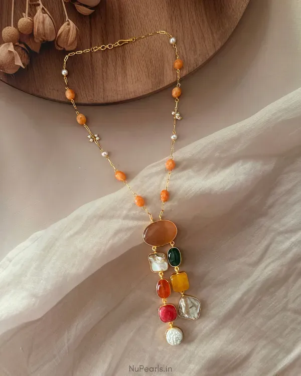 Handmade_Orange_Feya_Statement_Necklace_Mother_Of_Pearl_Baroque_Pearl_A_More