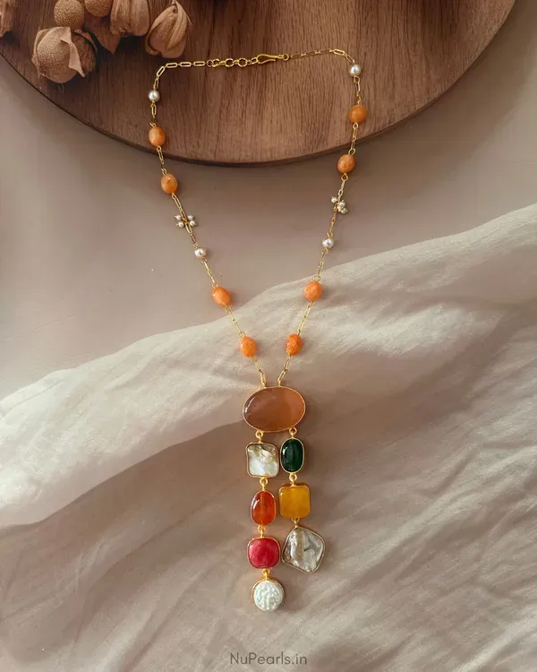 Handmade_Orange_Feya_Statement_Necklace_Mother_Of_Pearl_Baroque_Pearl_A_More