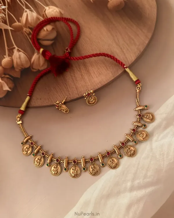 Antique_Gold_Lakshmi_Coin_Ambiya_Necklace_Set_In_Premium_Polish