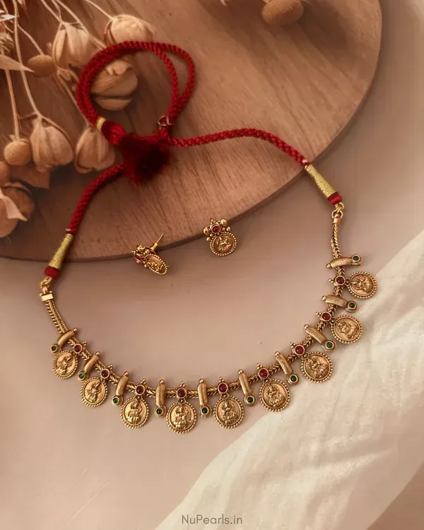 Antique_Gold_Lakshmi_Coin_Ambiya_Necklace_Set_In_Premium_Polish