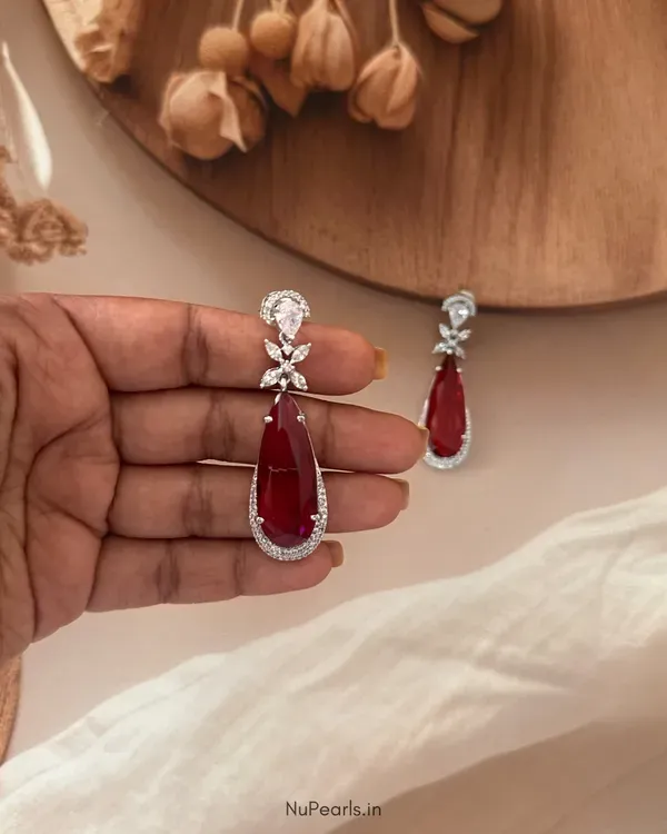 Red_Vera_Cz_Stone_Silver_Drop_Earrings_For_Women