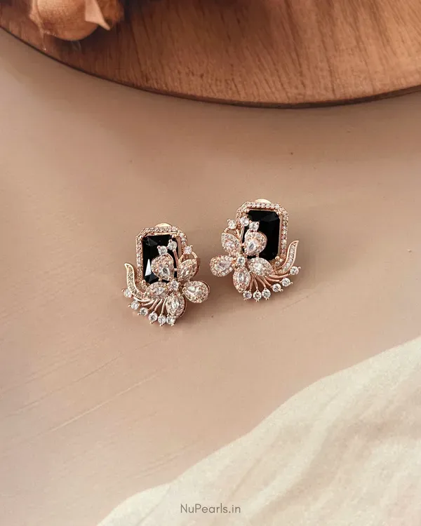 Black_Floral_Studs_18k_Rose_Gold_Plated_American_Diamond_Studded_Party_Ea_More