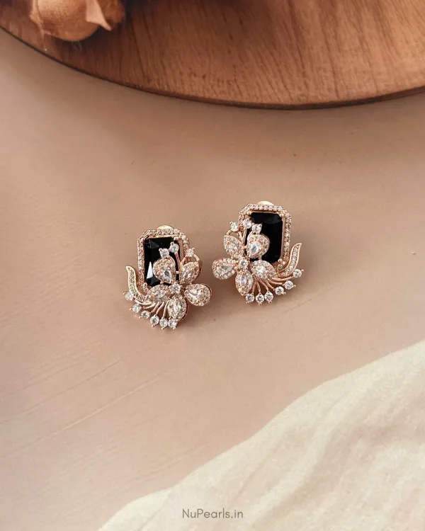 Black_Floral_Studs_18k_Rose_Gold_Plated_American_Diamond_Studded_Party_Ea_More