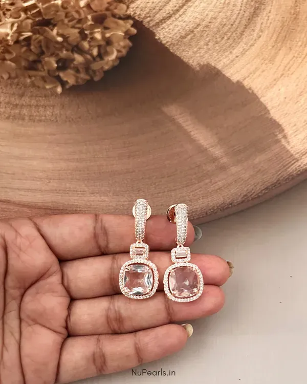 White_Aria_Ad_Stone_Drop_Earrings_18k_Rose_Gold_Plated_Party_Earrings
