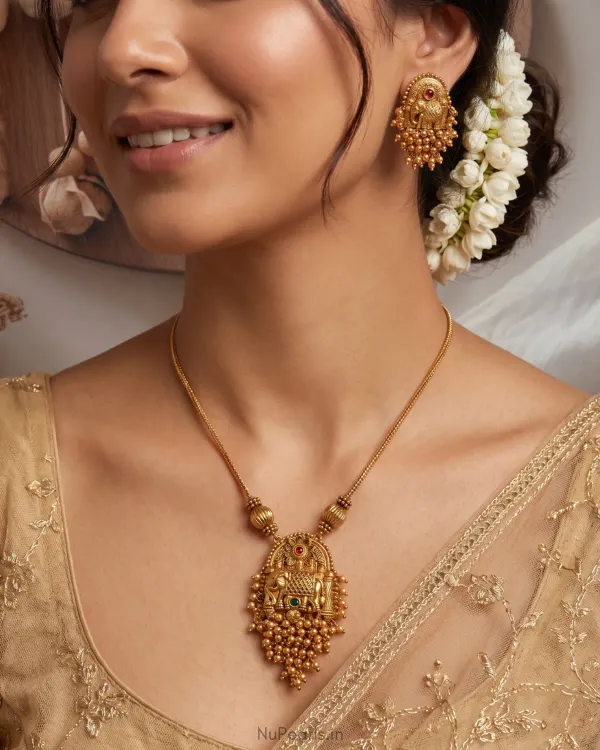 Yamini_Gold_Bead_Cluster_Temple_Pendant_Set_With_Elephant_Design_Beaded_Ch_More
