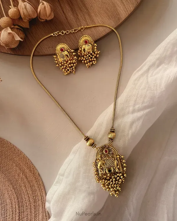 Yamini_Gold_Bead_Cluster_Temple_Pendant_Set_With_Elephant_Design_Beaded_Ch_More