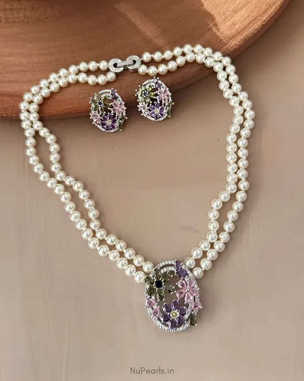 Silver_Multi_Paloma_Ad_Pearl_Necklace_With_Ad_Back_Clasp_Matching_Earring_More