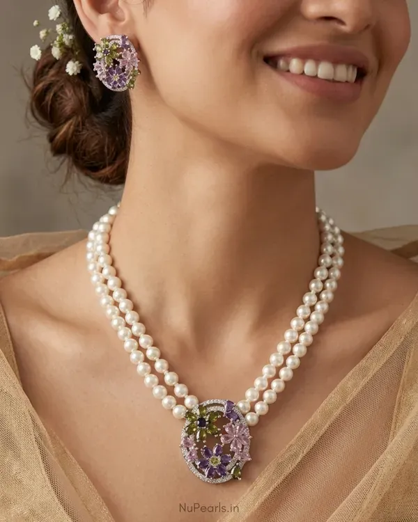 Silver_Multi_Paloma_Ad_Pearl_Necklace_With_Ad_Back_Clasp_Matching_Earring_More