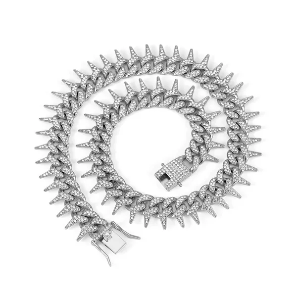 Silver-Tone_Spiked_Cuban_Link_Necklace_for_Men