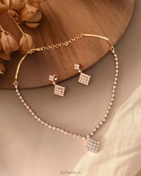 Rose_Gold_Amrit_Geometrical_Ad_Necklace_With_Earrings