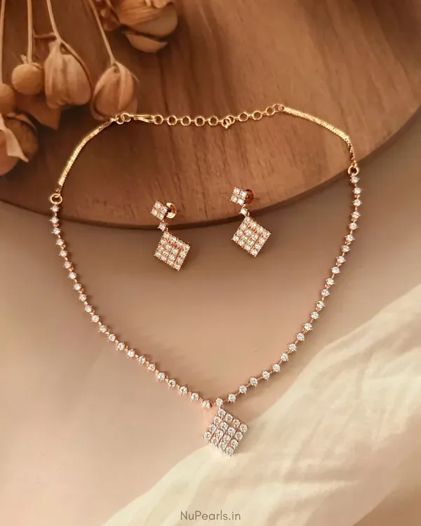 Rose_Gold_Amrit_Geometrical_Ad_Necklace_With_Earrings