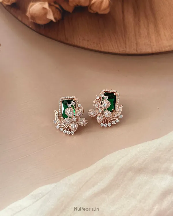 Green_Floral_Studs_18k_Rose_Gold_Plated_American_Diamond_Studded_Party_Ea_More