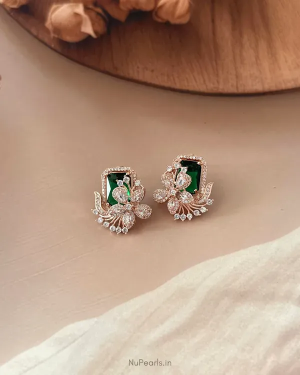 Green_Floral_Studs_18k_Rose_Gold_Plated_American_Diamond_Studded_Party_Ea_More