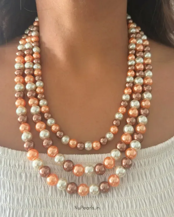 Orange_Brown_White_Aesha_3_Layered_Pearl_Mala_Necklace_With_Earrings_For_Wo