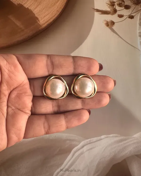 Pearl_Suki_Studs_With_Gold_Frame_Modern_Party_Earrings