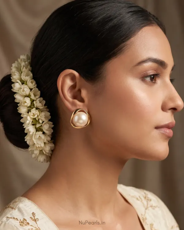 Pearl_Suki_Studs_With_Gold_Frame_Modern_Party_Earrings