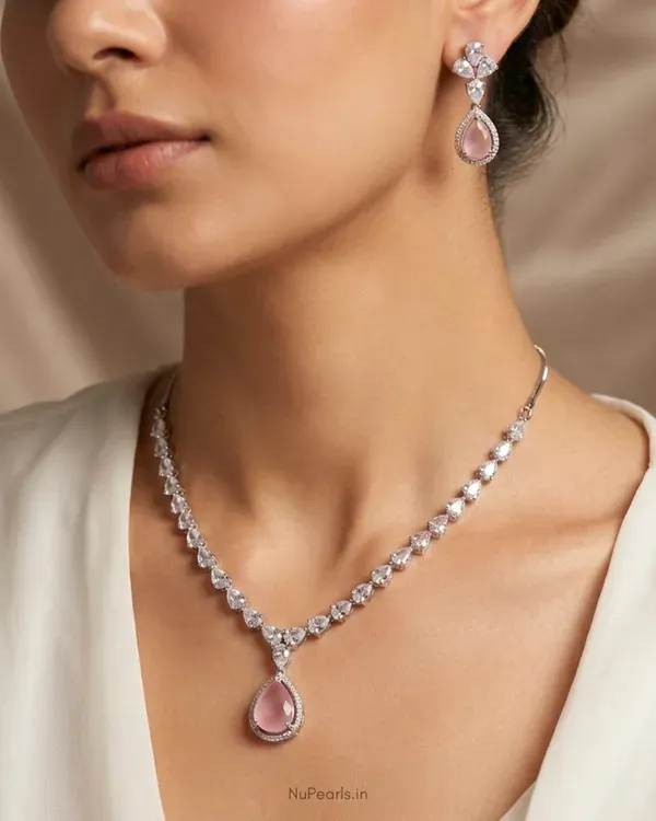 Pink_Ella_Tear_Drop_Cz_Stone_Rhodium_Necklace
