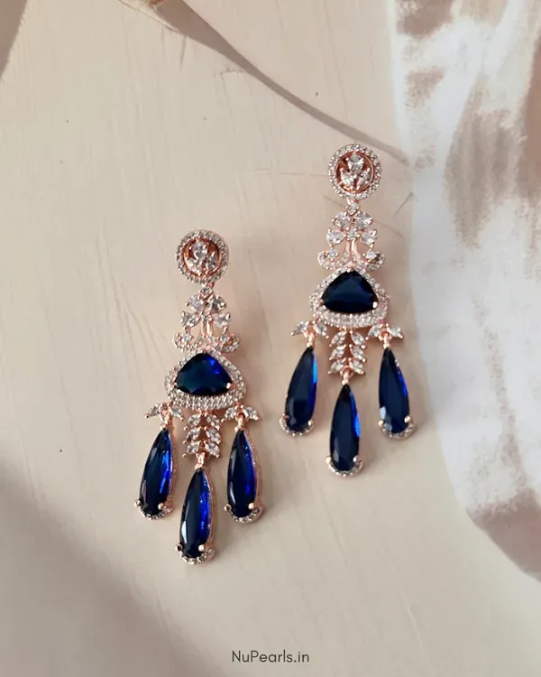 Blue_Grace_American_Diamond_Rose_Gold_Plated_Chandelier_Party_Earrings_For