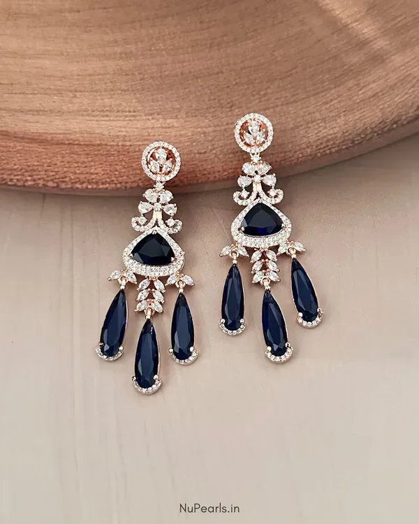 Blue_Grace_American_Diamond_Rose_Gold_Plated_Chandelier_Party_Earrings_For