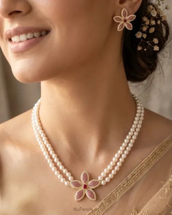 Rani_Pink_Ruhani_Ad_Pearl_Necklace_With_Ad_Back_Clasp_Matching_Earrings_More