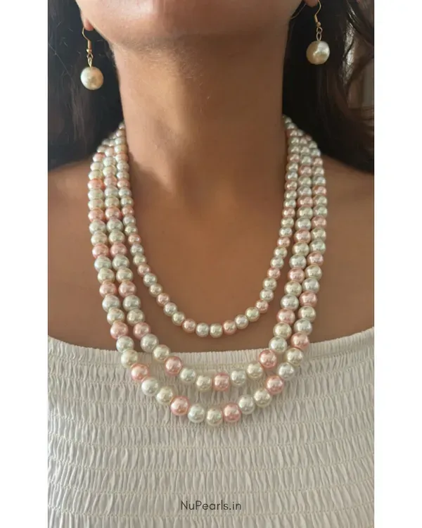 White_Peach_Aesha_3_Layered_Pearl_Mala_Necklace_With_Earrings_For_Women