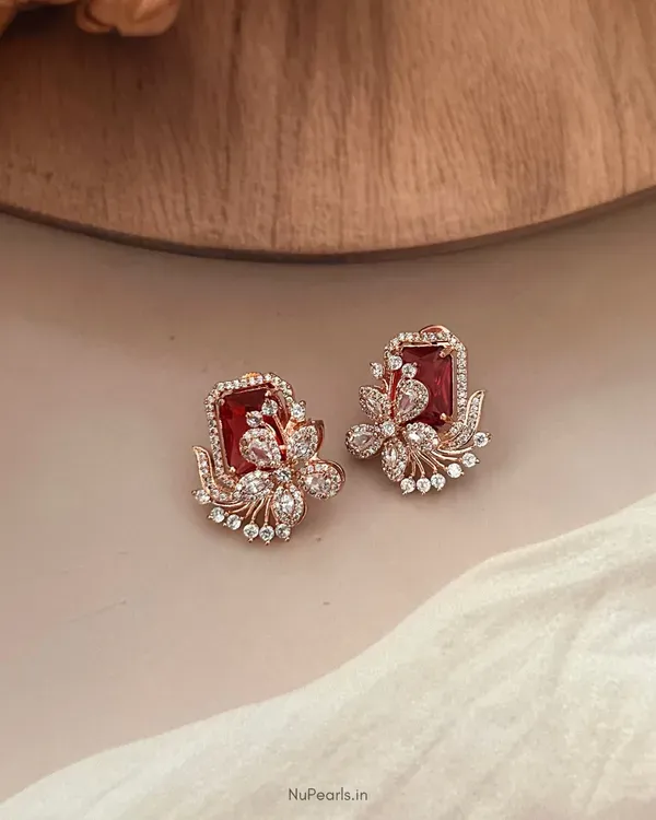 Red_Floral_Studs_18k_Rose_Gold_Plated_Cz_Studded_Party_Earrings