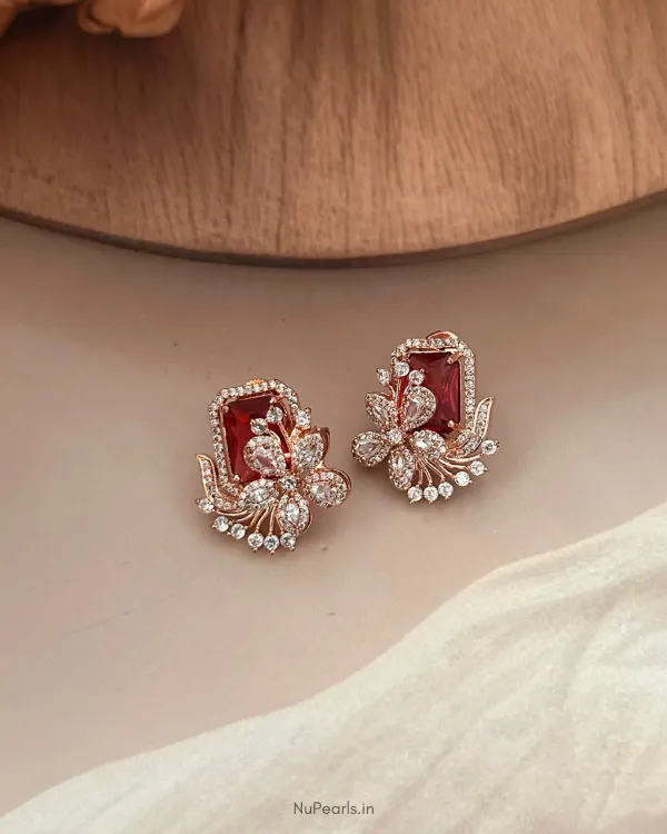 Red_Floral_Studs_18k_Rose_Gold_Plated_Cz_Studded_Party_Earrings