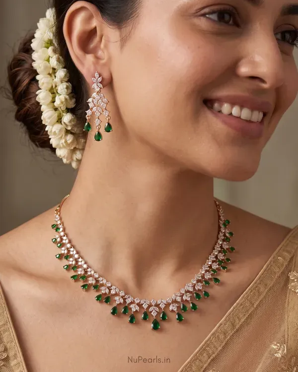 Green_Dwani_Necklace_18k_Rose_Gold_Plated_Cz_Studded_Jewellery_Set_For_Wo