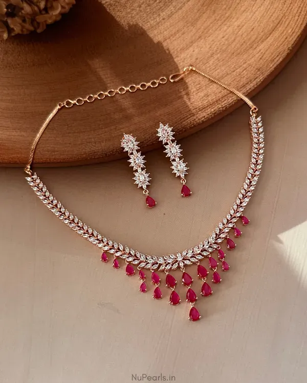 Red_Raha_Necklace_18k_Rose_Gold_Plated_American_Diamond_Jewellery_Set_For_W