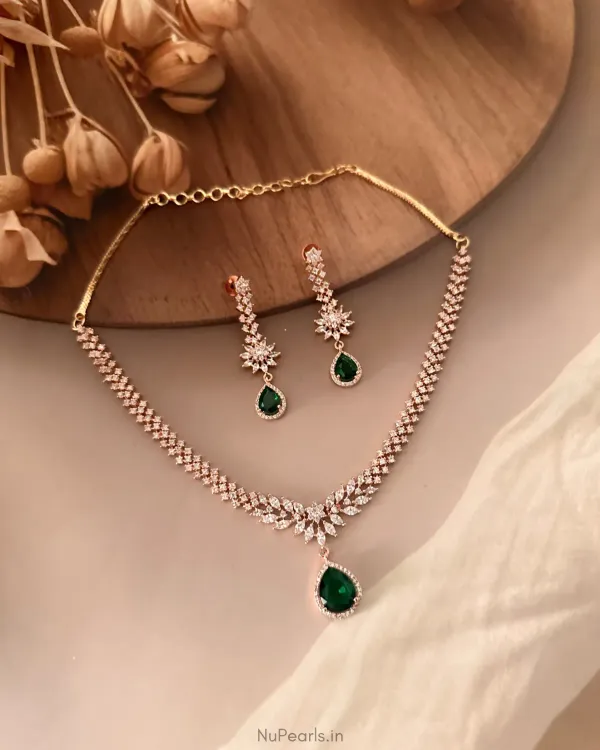 Green_Noorjot_American_Diamond_Necklace_Set_18k_Rose_Gold_Plated