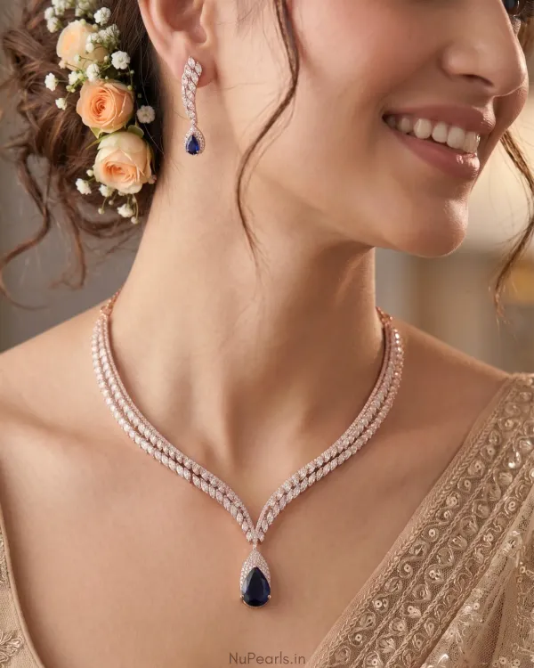 Blue_Zeba_Necklace_18k_Rose_Gold_Plated_American_Diamond_Jewellery_Set_For_More