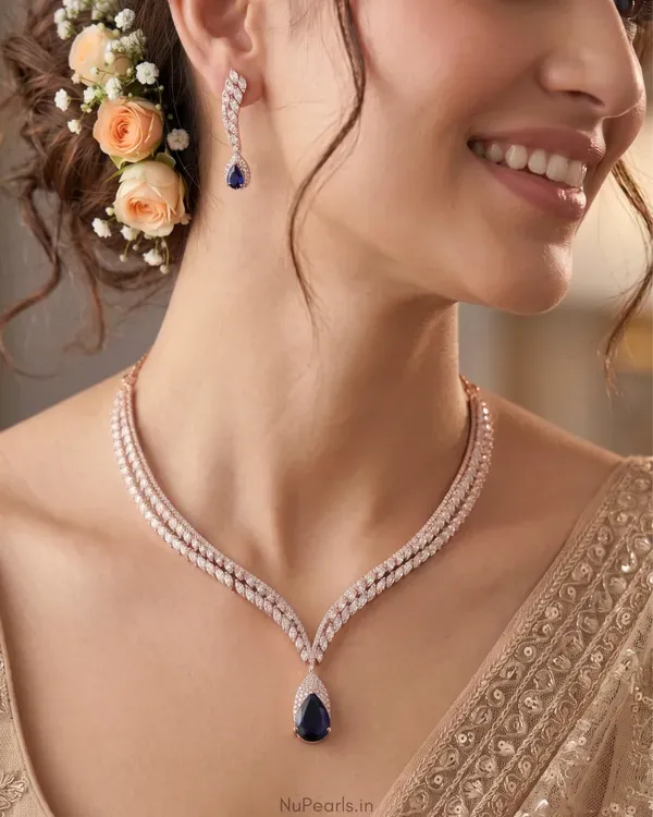 Blue_Zeba_Necklace_18k_Rose_Gold_Plated_American_Diamond_Jewellery_Set_For_More