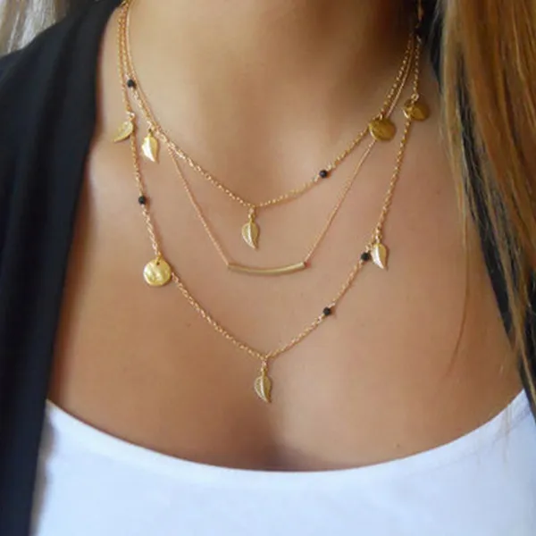 Gold-Tone_Layered_Leaf_Pendant_Necklace_Set_for_Women