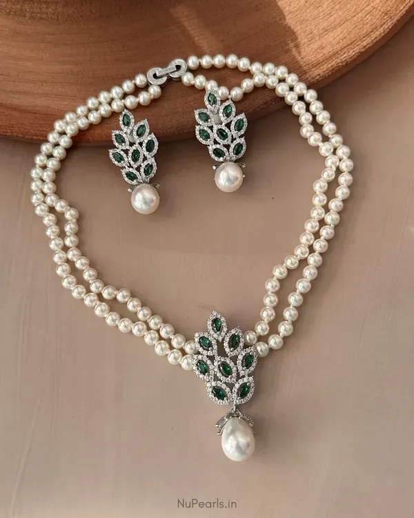 Silver_Green_Amora_Ad_Pearl_Necklace_With_Ad_Back_Clasp_Matching_Earrings_More