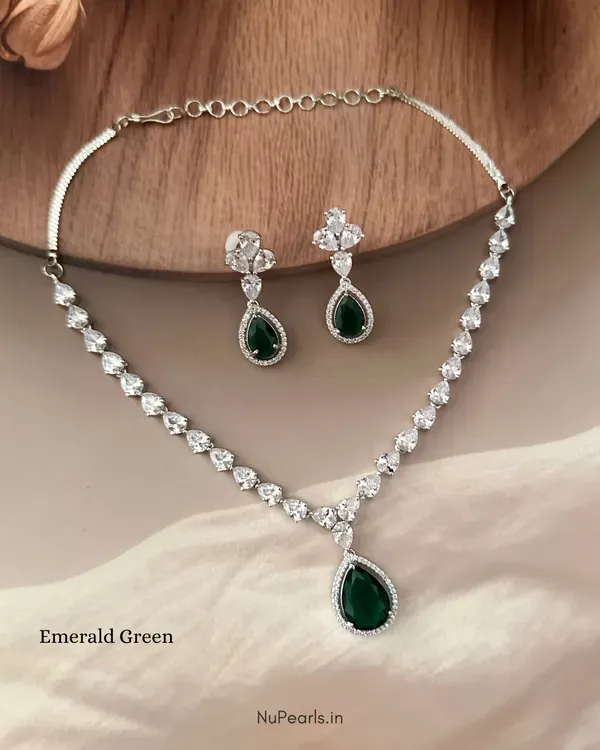 Emerald_Green_Ella_Tear_Drop_Cz_Stone_Rhodium_Necklace