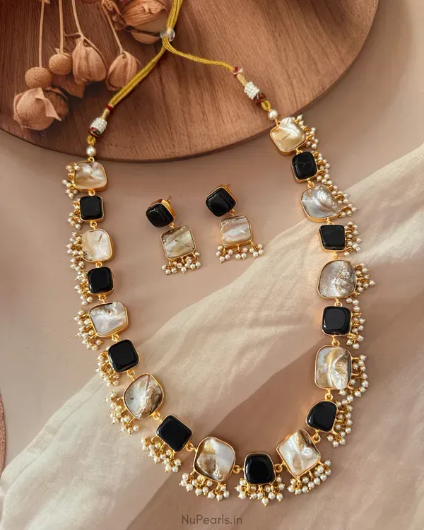 Black_Roha_Mother_Of_Pearl_Agate_Long_Necklace_With_Lariya_Handamde_18k_G_More