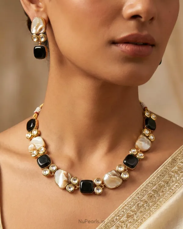 Black_Alsia_Mother_Of_Pearl_Kundan_18k_Gold_Plated_Choker_With_Earrings