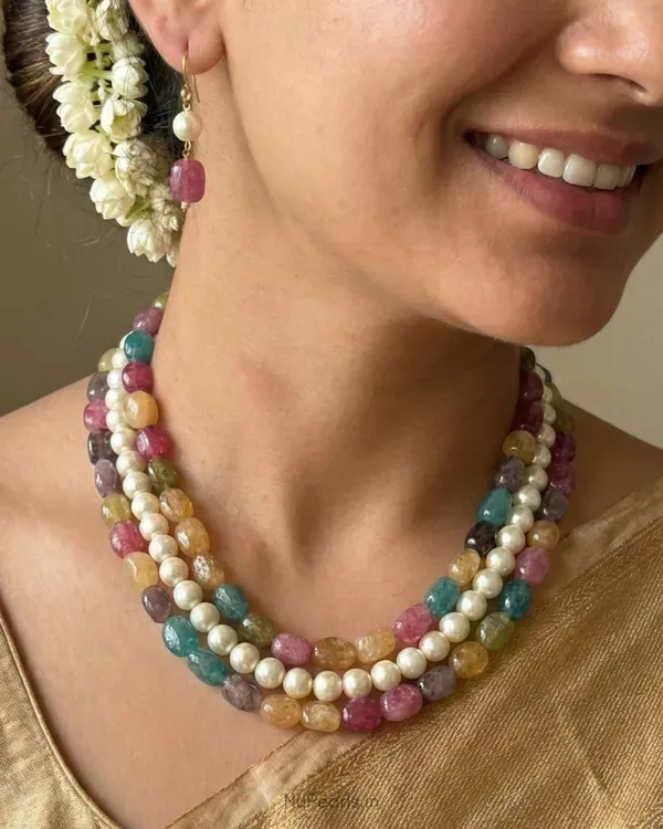 Multicolor_Sophia_Pearl_Stone_3_Layer_Necklace_For_Women