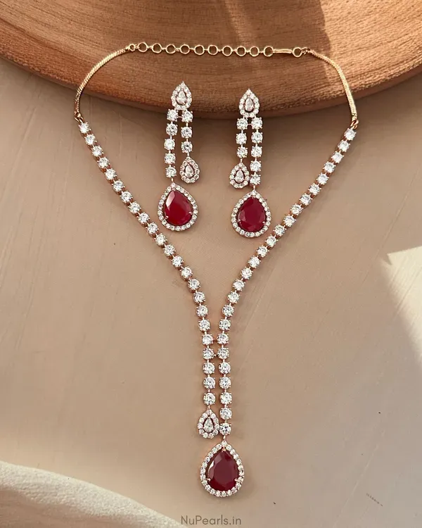 Ruby_Red_Saba_Drop_Necklace_18k_Rose_Gold_Plated_American_Diamond_Jewellery