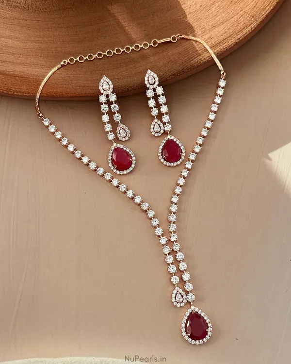 Ruby_Red_Saba_Drop_Necklace_18k_Rose_Gold_Plated_American_Diamond_Jewellery