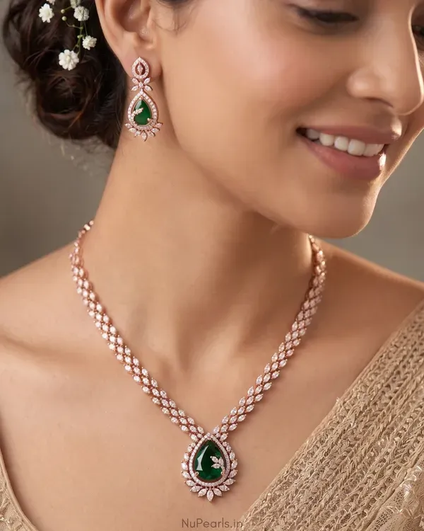 Green_Kyra_Ad_Stone_18k_Rose_Gold_Plated_Drop_Necklace_For_Women