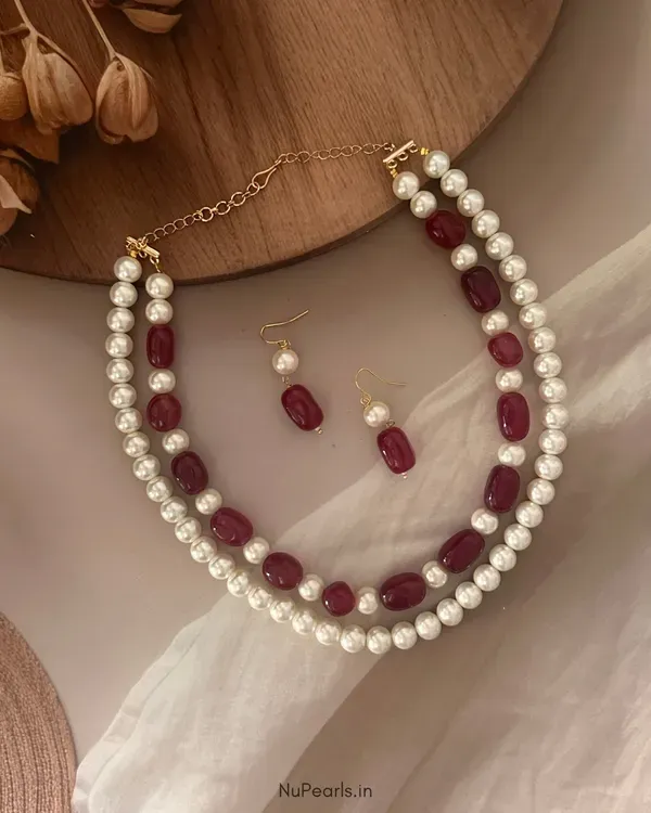 Ruby_Red_Dorie_Stone_Pearl_3_Layer_Mala_For_Women