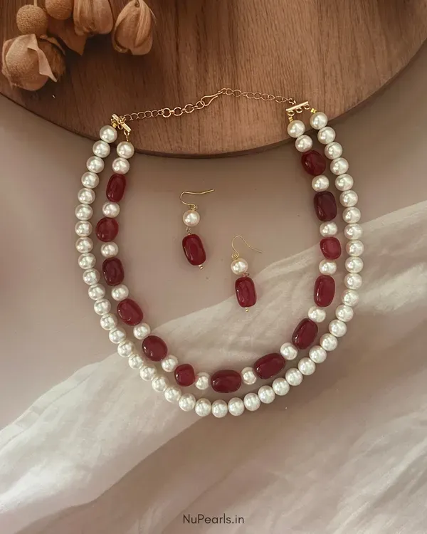Ruby_Red_Dorie_Stone_Pearl_3_Layer_Mala_For_Women