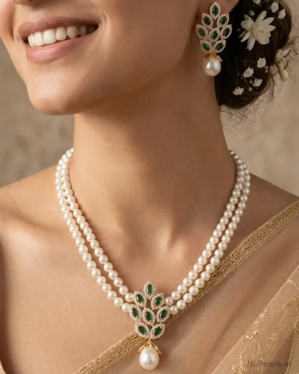 Gold_Green_Amora_Ad_Pearl_Necklace_With_Ad_Back_Clasp_Matching_Earrings_More
