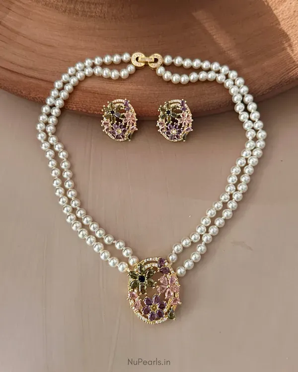 Gold_Multi_Paloma_Ad_Pearl_Necklace_With_Ad_Back_Clasp_Matching_Earrings