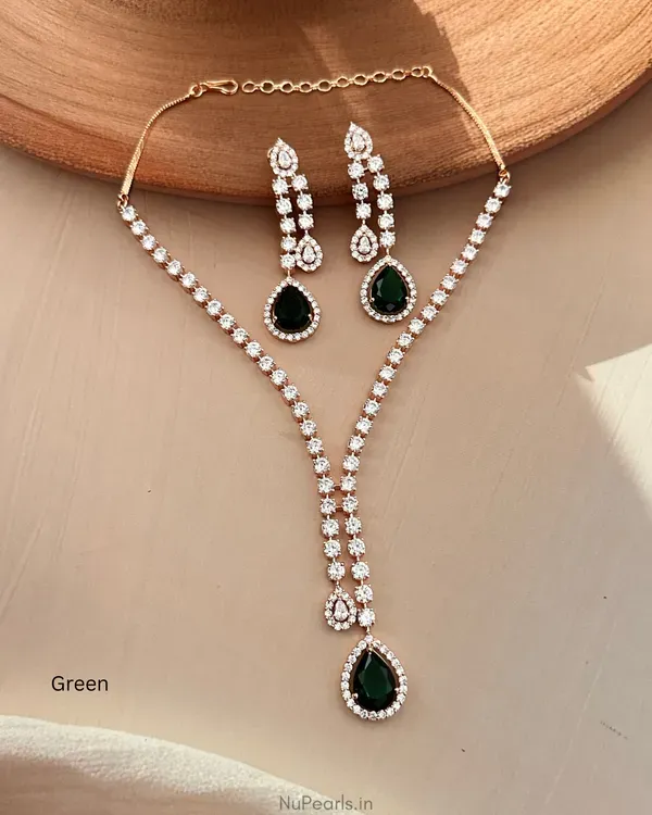 Green_Drop_Saba_Necklace_18k_Rose_Gold_Plated_American_Diamond_Jewellery_Se