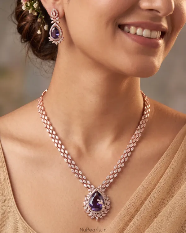 Purple_Kyra_Ad_Stone_18k_Rose_Gold_Plated_Drop_Necklace_For_Women
