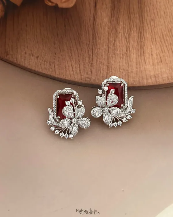 Red_Floral_Studs_Rhodium_Plated_Cz_Studded_Party_Earrings